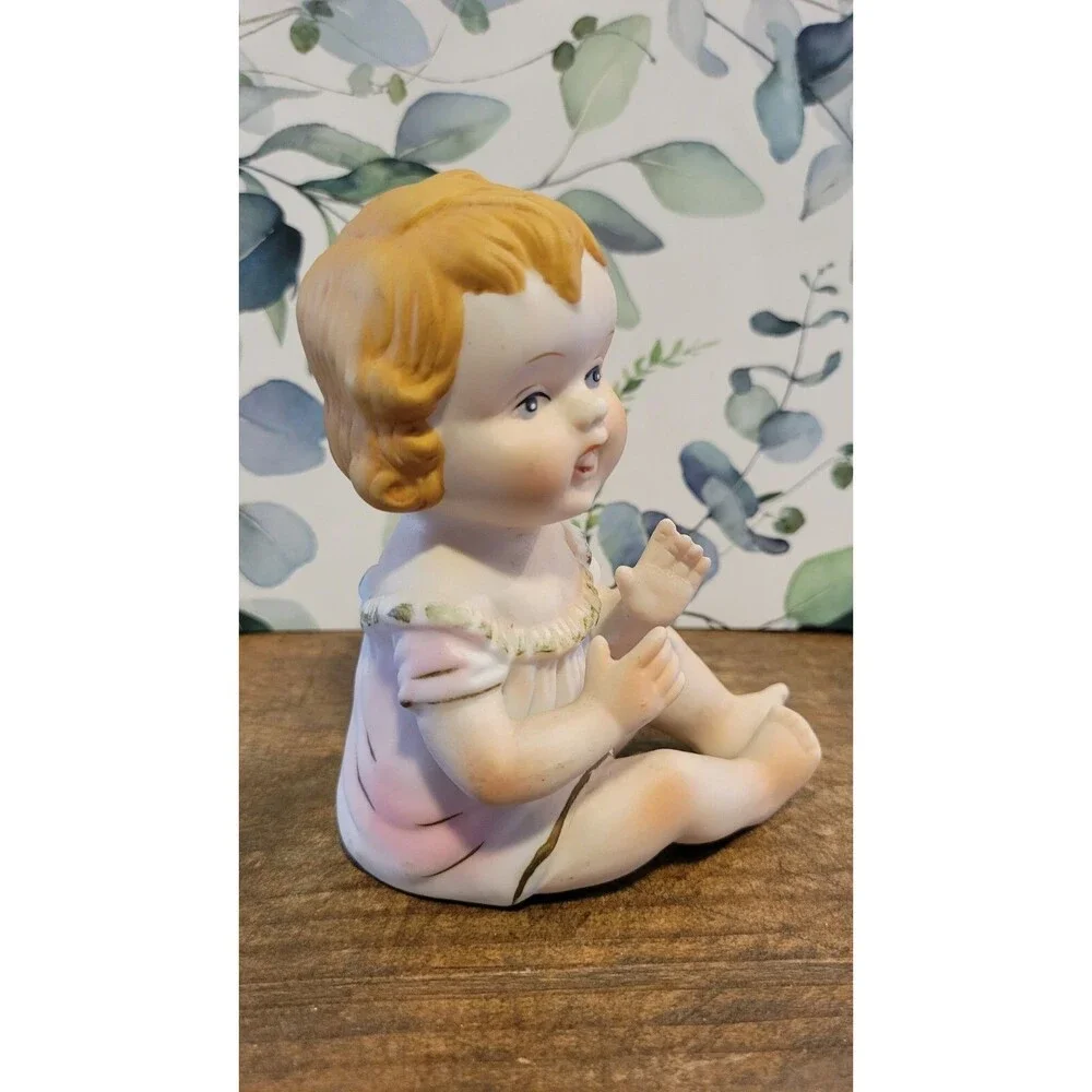 Antique Porcelain Bisque Piano Baby Girl Figurine - 1920's